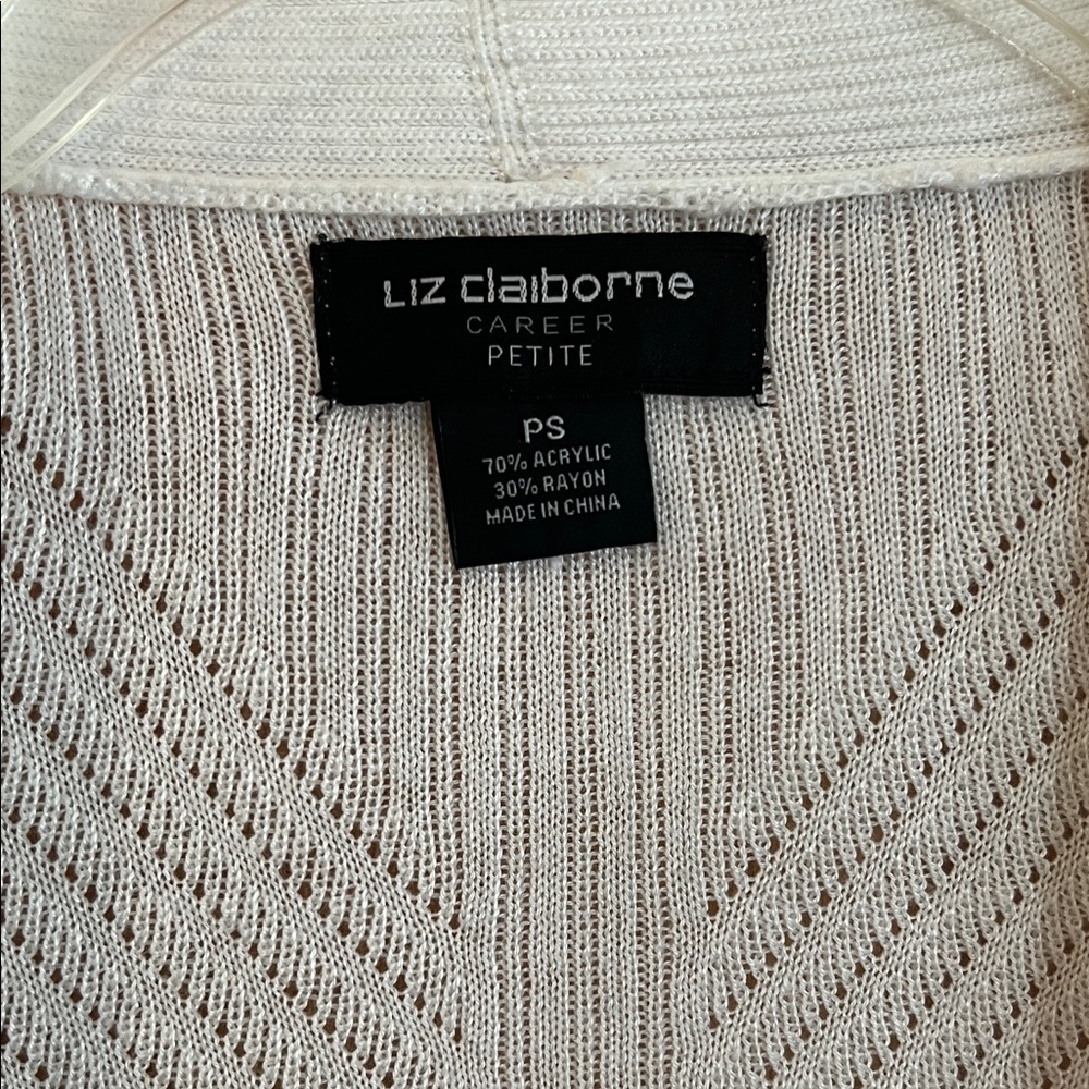 Liz Claiborne - White Open Cardigan - Small Petite - Picture 6 of 16